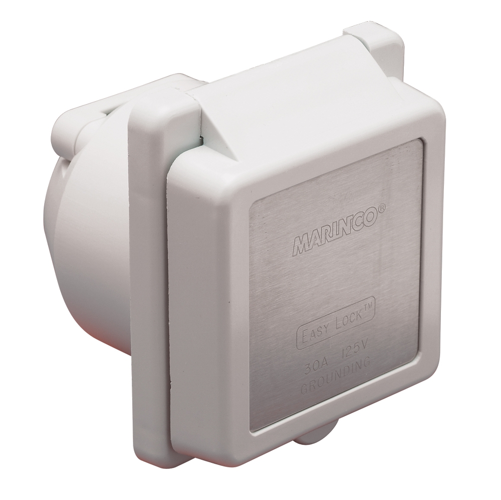 30 Amp/110V White Power Easy Lock Inlet -Marinco