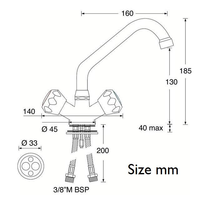 Robinet double avec bec orientable Barka (MG3100)