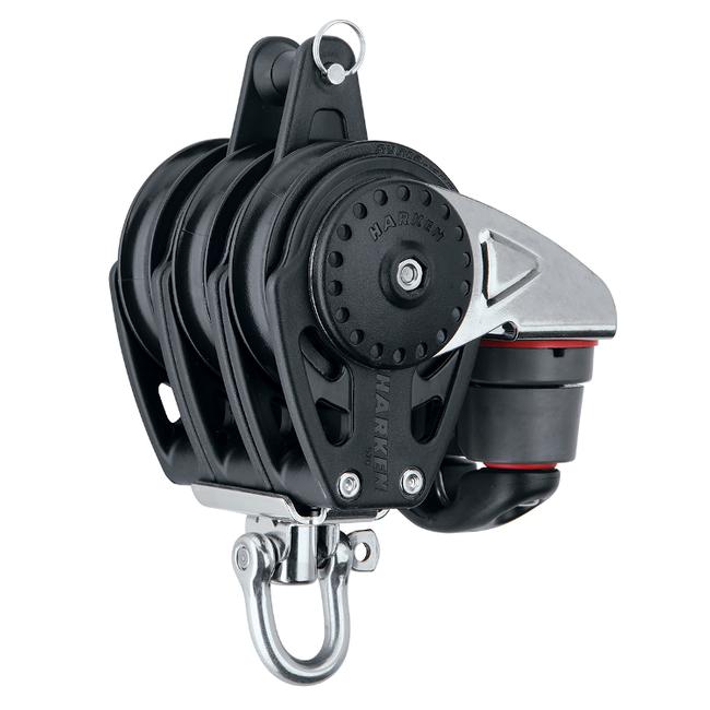 57mm -2-1/4 in Triple Carbo Block-Swivel, Becket Cam Cleat- Harken (2618)