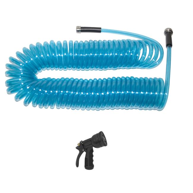 Spring coiled watering hose 25 ft with Nozzle- Plastair