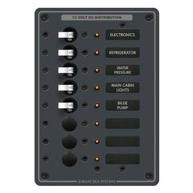Panneau de distribution DC- 8 positions avec 5 disjoncteurs-Blue Sea (8023)