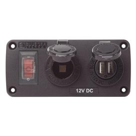 Water-Resistant Accessory Panels - 15A Circuit Breaker, 12V Socket, 2.1A Dual USB Charger,Blue Sea (4363)