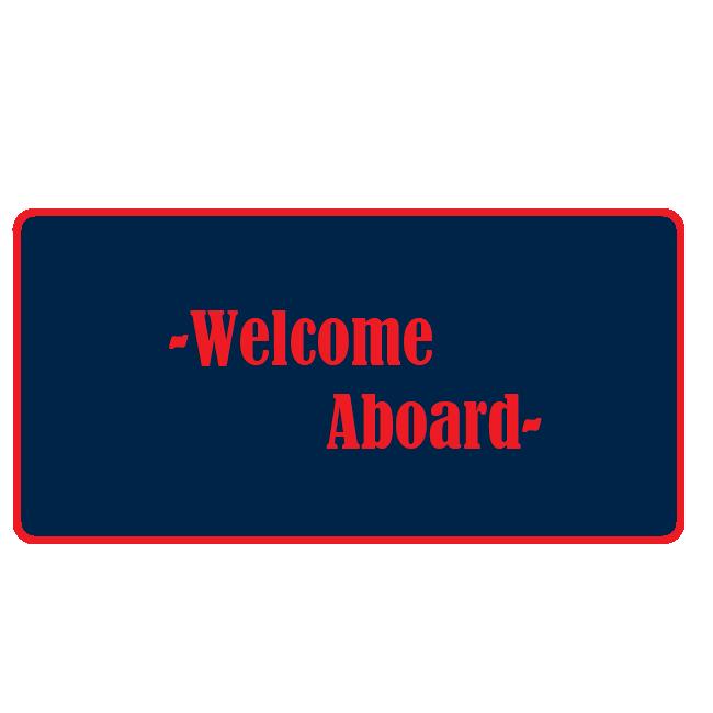 Tapis Welcome Aboard 20x10, Marine et Rouge-Matworks 10050